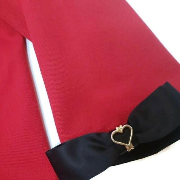 St. John Sport By Marie Gray Red & Black Jacket blazer With Heart Details Medium - Picture 2 of 6